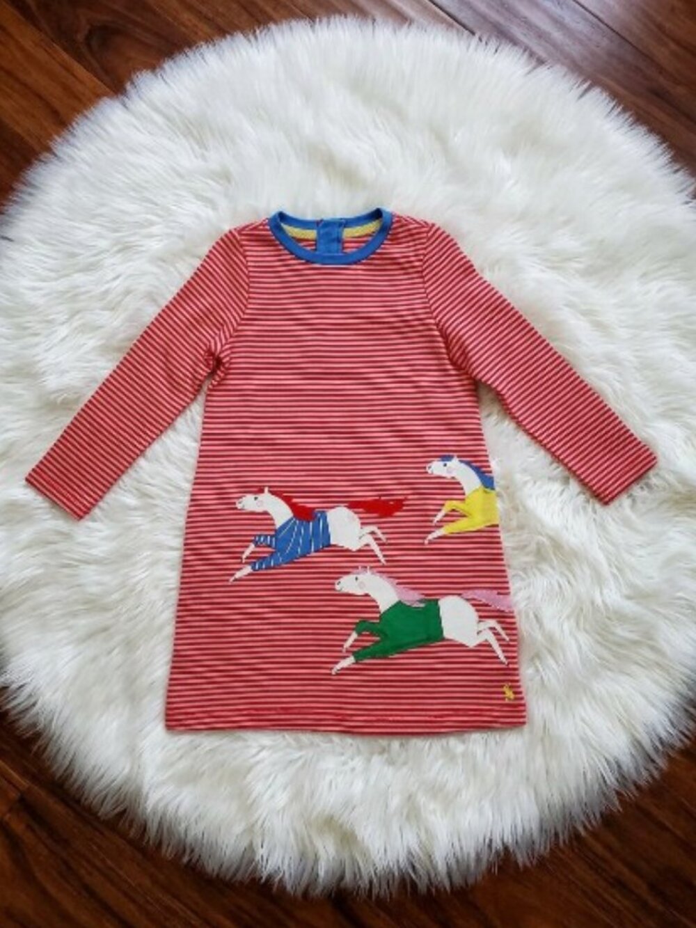 Beautiful Girls Pink Striped Rosalee Horse Dress by Joules NWT